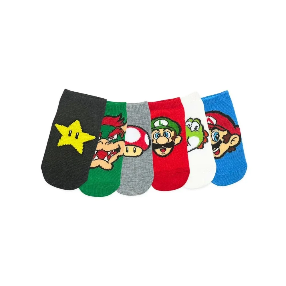 NEW Super Mario Boys No-Show Socks Size S 12-Pack Shoe Size 4 1/2 - 8‎ 1/2